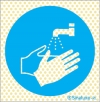 Señal reflectoluminiscente de obligación para minas con el pictograma de obligatorio lavar las manos