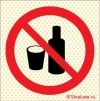 Señal reflectoluminiscente de prohibición para minas con el pictograma de prohibido el consumo de bebidas alcohólicas