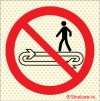 Señal reflectoluminiscente de prohibición para minas con el pictograma de prohibido cruzar la banda transportadora