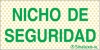 Señal reflectoluminiscente informativa para minas con el texto de NICHO DE SEGURIDAD