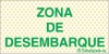Señal reflectoluminiscente informativa para minas con el texto de ZONA DE DESEMBARQUE